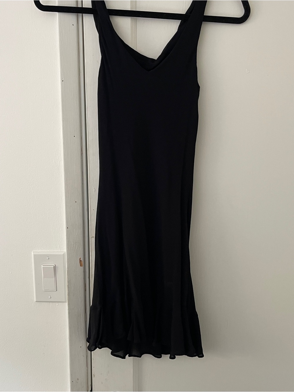 Reformation Black V-Neck Midi Slip Dress